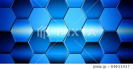 ハニカム構造の青い背景のイラスト素材 69633437 Pixta