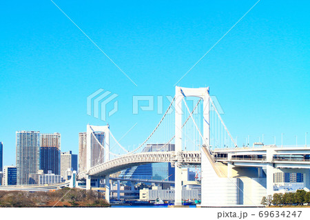 東京都、レインボーブリッジとその周辺の風景 東京都、レインボーブリッジとその周辺の風景 69634247