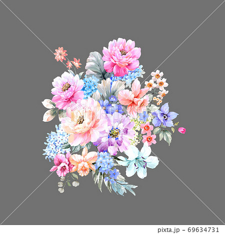 水彩玫瑰花卉集合のイラスト素材 [69634731] - PIXTA