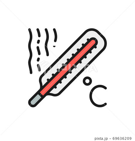 Thermometer with high temperature icon flat style Vector Image