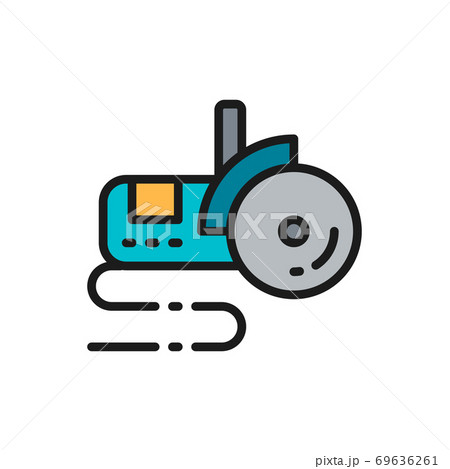 Vector bulgarian saw, angle grinder flat color line icon. 69636261