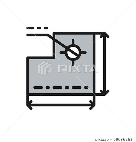 Drawing of technical device, development of a industrial machine color line icon 69636263