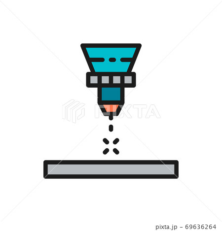 Laser cutting machine, laser engraving flat color line icon. Laser cutting machine, laser engraving flat color line icon. 69636264
