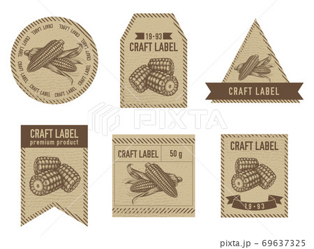 Craft labels vintage design with illustration...のイラスト素材 [69637325] - PIXTA