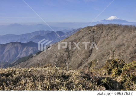 丹沢から望む富士山と箱根山 鍋割山稜越しの眺望 69637627