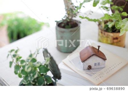 DIYの木の棚とインドアグリーンのイメージ写真 DIYの木の棚とインドアグリーンのイメージ写真 69638890