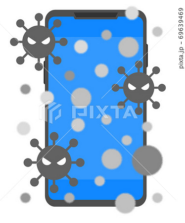 スマホについた雑菌やウイルスのイラスト 69639469