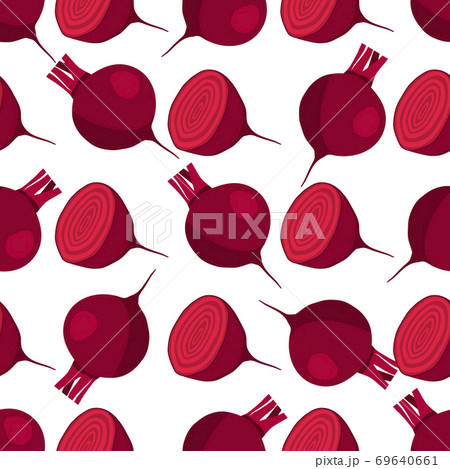 Illustration on theme of bright pattern sugar beet, vegetable root for seal 69640661