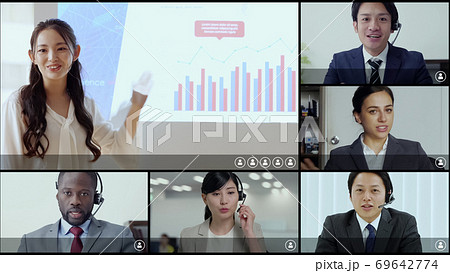 テレビ会議画面 ビデオ会議 テレミーティング ウェビナー テレビ会議画面 ビデオ会議 テレミーティング ウェビナー 69642774