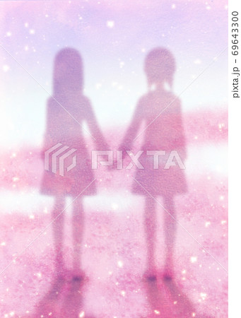 二人の女の子のシルエット 二人の女の子のシルエット 69643300