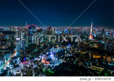 六本木ヒルズから眺める東京の夜景 六本木ヒルズから眺める東京の夜景 69644050