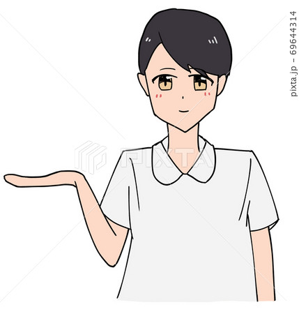 手の平で示す看護師 69644314