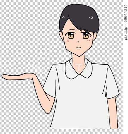手の平で示す看護師 69644314
