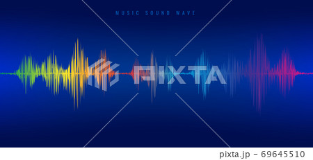 Rainbow music sound wave line equalizer on blue background. 69645510