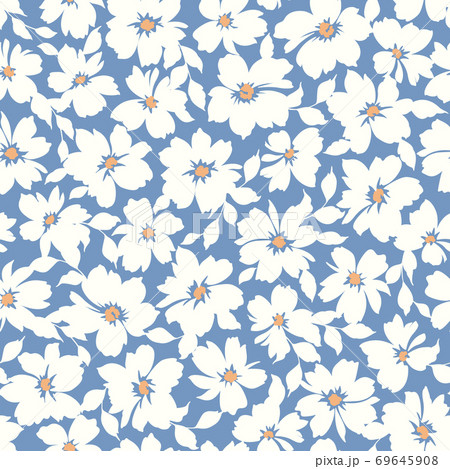 美しく可愛い花のシームレスな柄 のイラスト素材