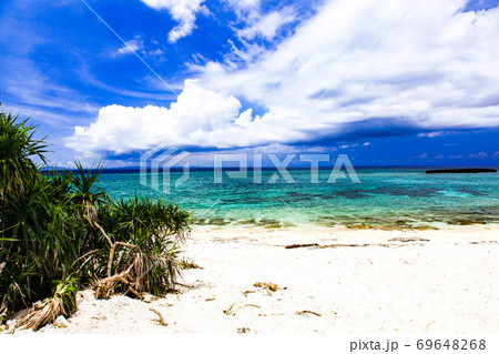 夏の沖縄の海辺の風景 69648268