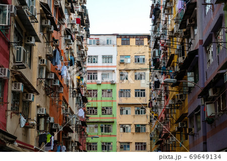 building facade in Hong Kong, residential real estate - building facade in Hong Kong, residential real estate - 69649134