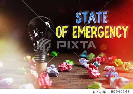 Writing note showing State Of Emergency. Business Writing note showing State Of Emergency. Business 69649148