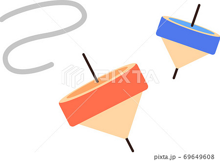 縁起物 独楽回しのイラスト素材