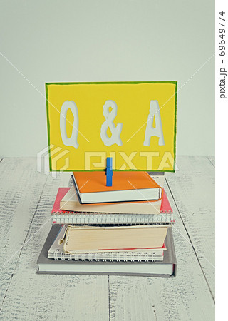 Handwriting text Q And A. Concept meaning in which 69649774