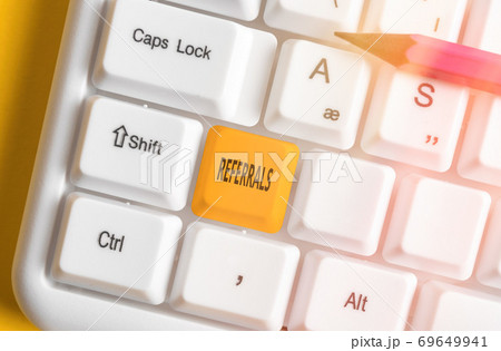 Handwriting text writing Referrals. Concept 69649941