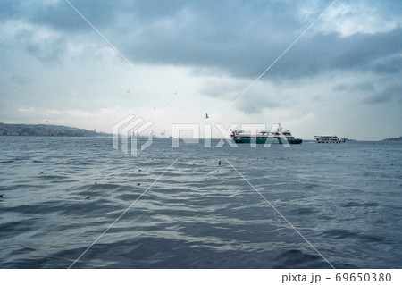 cold winter sea with a ship cold winter sea with a ship 69650380