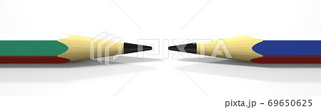 Flags of Bulgaria and Russia on the pencils, 3d rendering 69650625