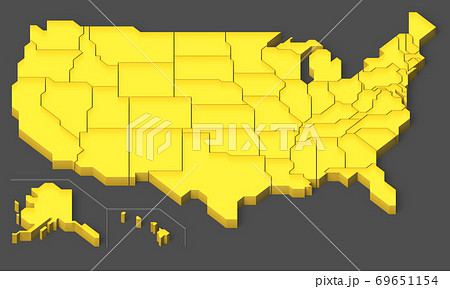 アメリカの地図 3dイラストレーションのイラスト素材