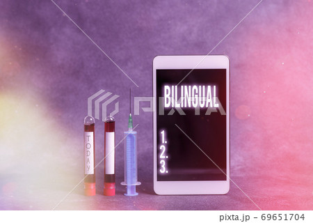 Text sign showing Bilingual. Conceptual photo Text sign showing Bilingual. Conceptual photo 69651704