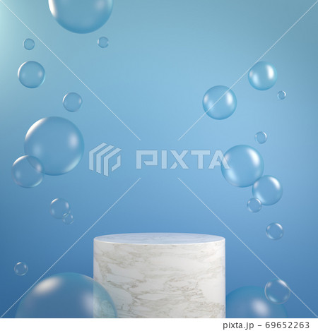 Mockup White Marble Podium With Clear Bubble Background 3d Render 69652263
