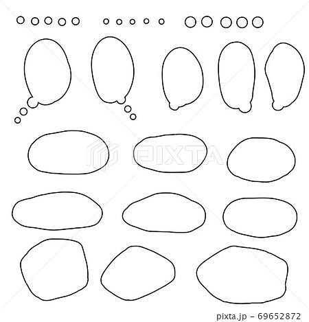 丸い吹き出しセット 線画 のイラスト素材