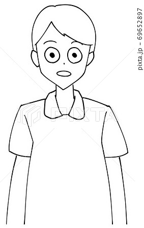 びっくりして目を丸くする看護師 線画 のイラスト素材