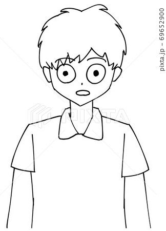 びっくりして目を丸くする看護師 線画 のイラスト素材