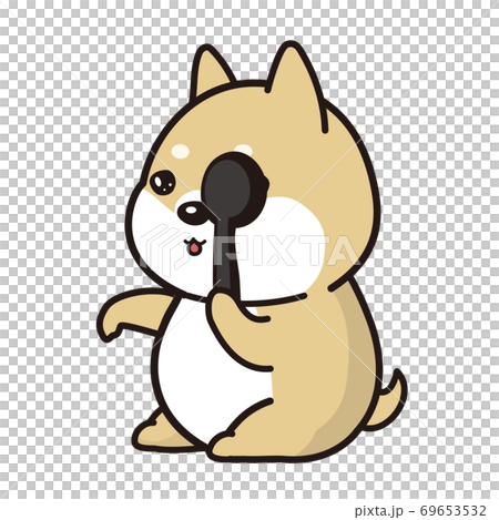 視力検査をす柴犬のイラスト素材