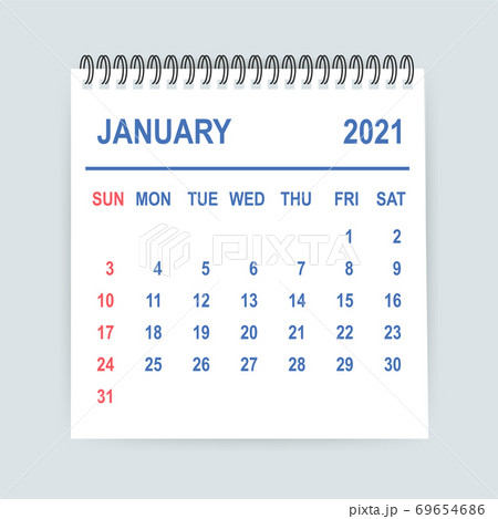 January 2021 Calendar Leaf. Calendar 2021 in flat style. Vector illustration. 69654686