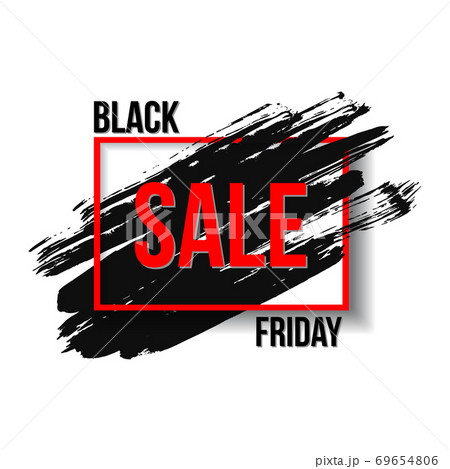 Black Friday inscription on abstract expressive ink splashing blot 69654806
