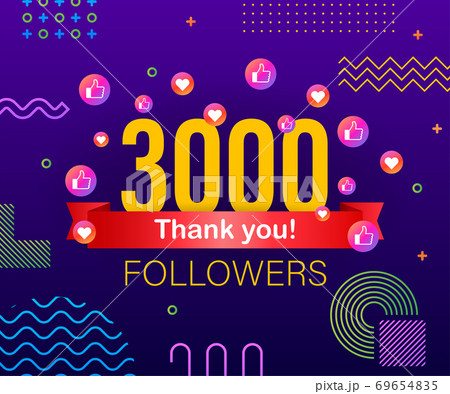 Thank you 3000 followers numbers. Congratulating multicolored thanks image for net friends likes. Thank you 3000 followers numbers. Congratulating multicolored thanks image for net friends likes. 69654835