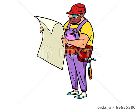 Architect Builder with a plan 69655580