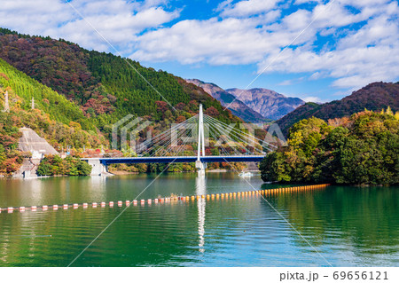 (神奈川県)丹沢湖 永歳橋 湖畔の紅葉 (神奈川県)丹沢湖 永歳橋 湖畔の紅葉 69656121
