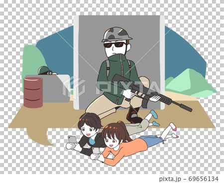 Children playing a smartphone game Sabage system 69656134