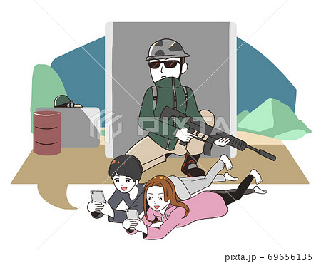 スマホゲームで遊ぶ大人　サバゲ―系 69656135