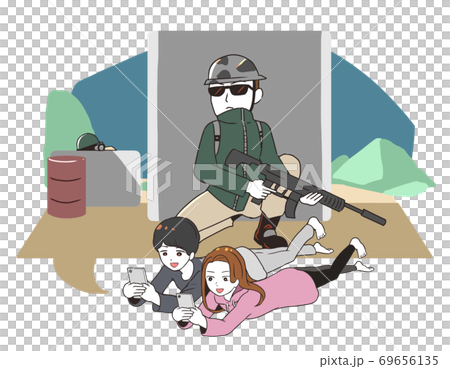 スマホゲームで遊ぶ大人　サバゲ―系 69656135