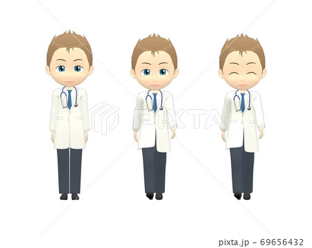 歩く 白人 男性 医者 ショート 正面のイラスト素材