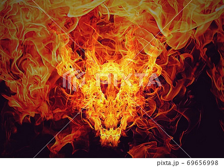 竜の顔の形をした抽象的な炎のイラスト素材 竜の顔の形をした抽象的な炎のイラスト素材
