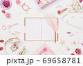Creative flat lay young female student workspace 69658781