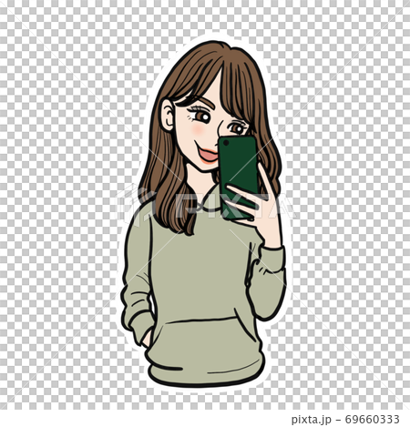 一個女人帶著白色邊框的自畫像 一個女人帶著白色邊框的自畫像 69660333