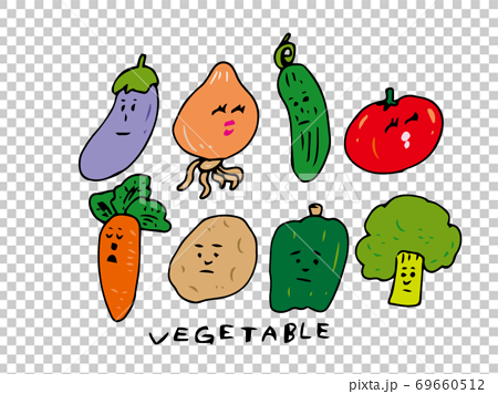 野菜 ベジタブル 顔・表情 シュールなイラストのイラスト素材 [69660512] - Pixta