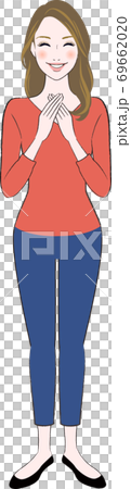 笑顔でホッとしている女性のイラスト 69662020