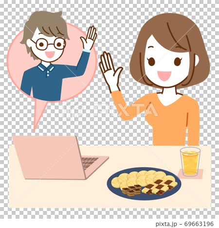リモートお茶会のイラスト素材 リモートお茶会のイラスト素材
