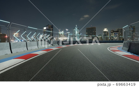 Night scene modern international race track 69663419